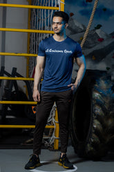 Solid Dye Round Neck T-Shirts Navy Firozi (D)